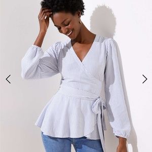 LOFT Striped Wrap Top